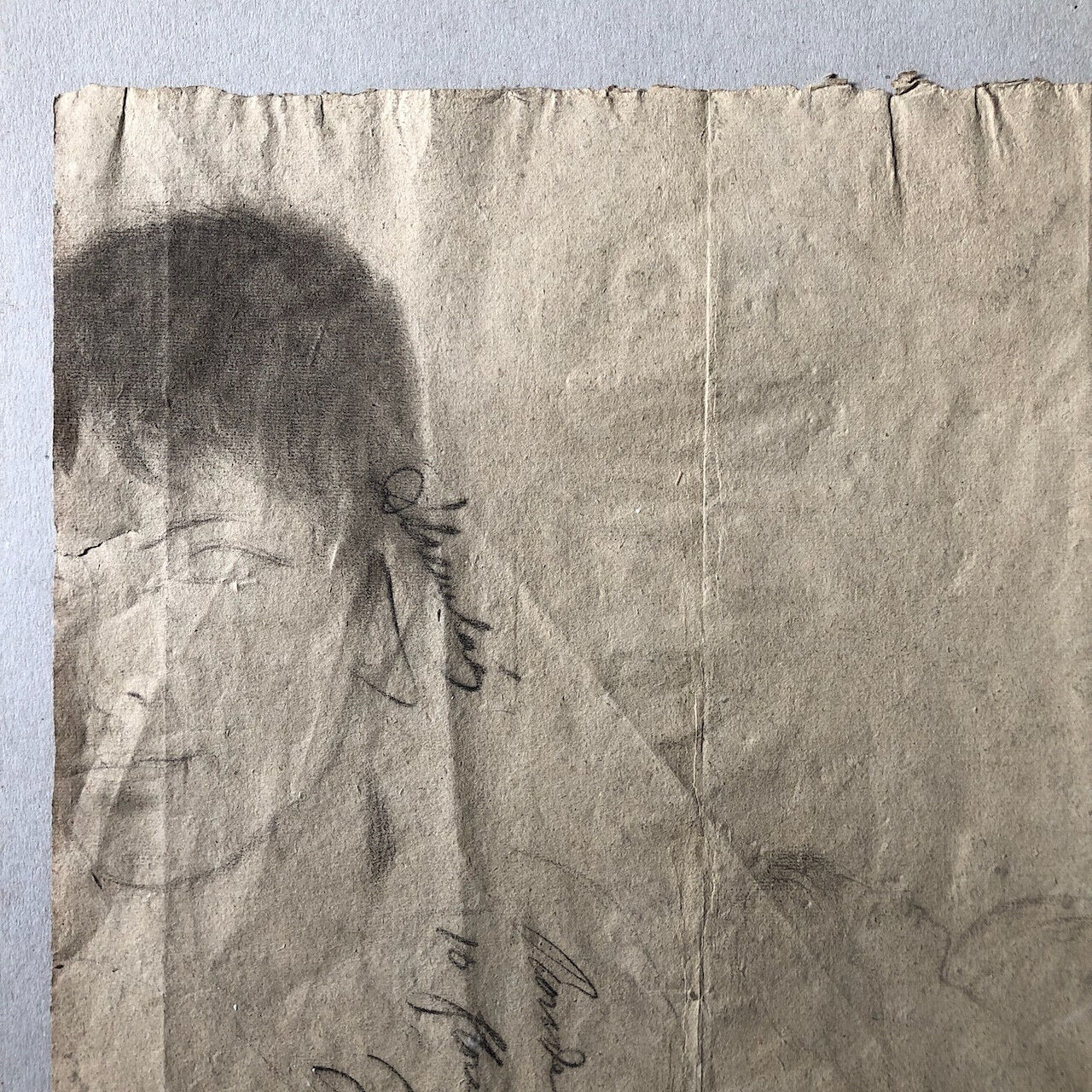 Louis-Joseph Jay — portrait d'homme — fusain / papier vergé signé & daté au dos