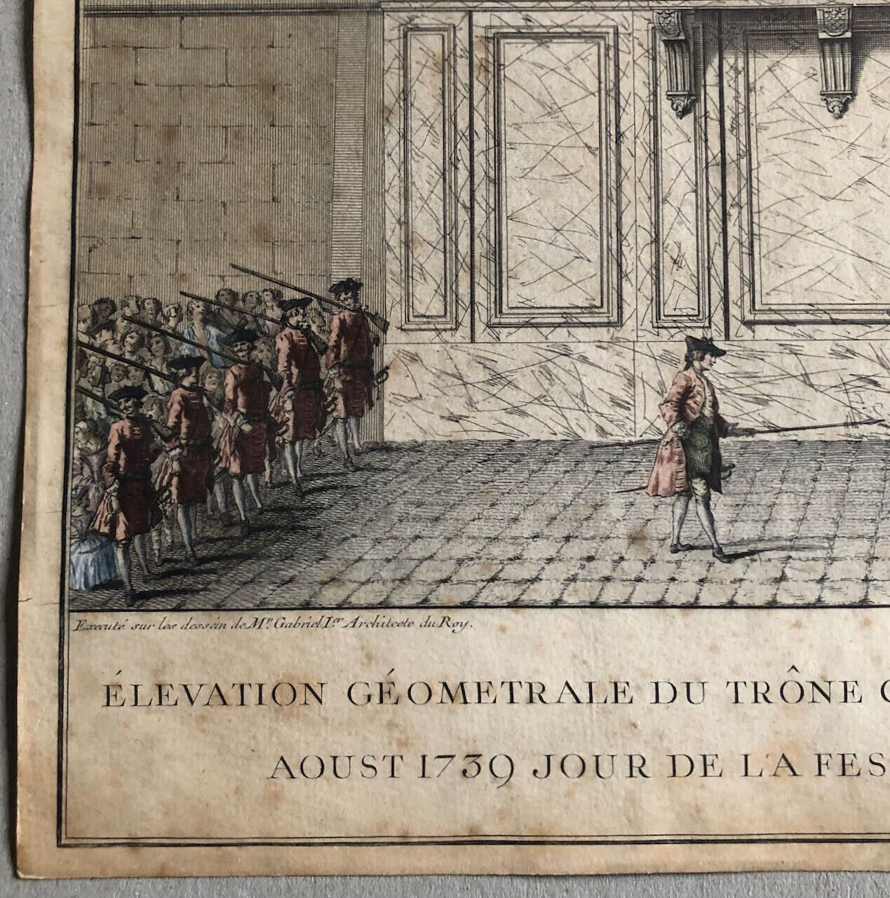 Blondel, d'après Gabriel — Élévation géométrale du trône de Louis XV — 1740.
