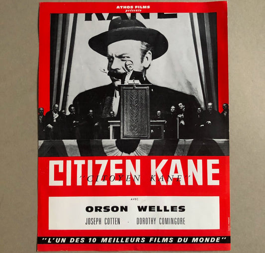 Orson Welles — Citizen Kane — affichette d'exploittation — ressortie années 60.