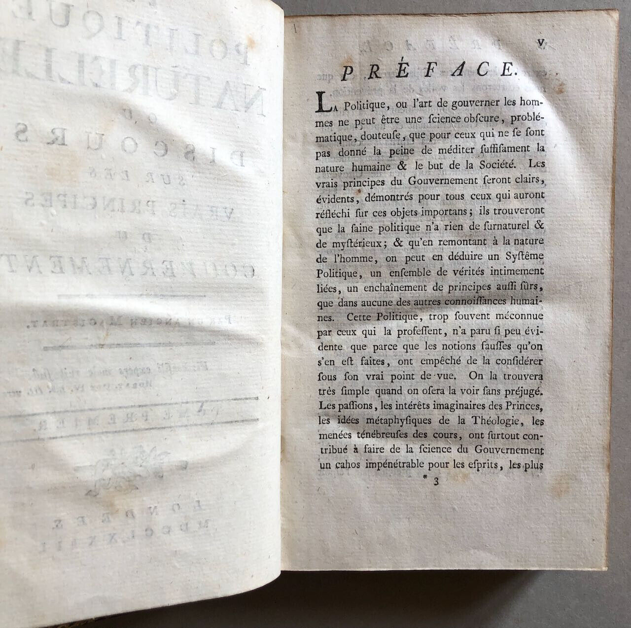 [Baron d'Holbach] — La Politique naturelle — é. o. — 2 tomes — Londres — 1773.