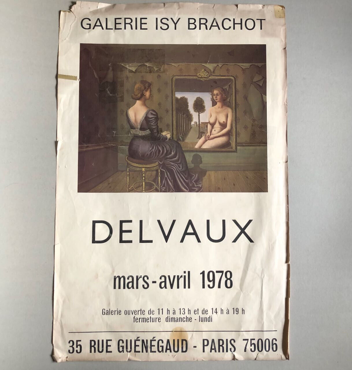 Paul Delvaux — affiche de l'exposition à la galerie Isy Brachot — 70x45 — 1978.