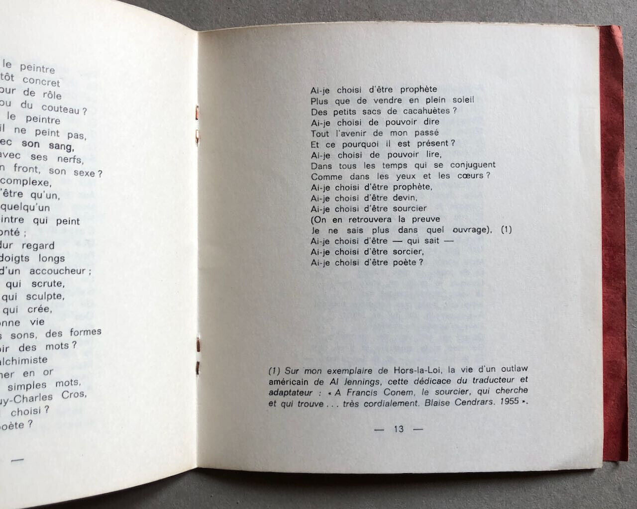 Francis B. Conem —  Ai-je choisi d'être poète ? — envoi + — Le Borée — [1964].