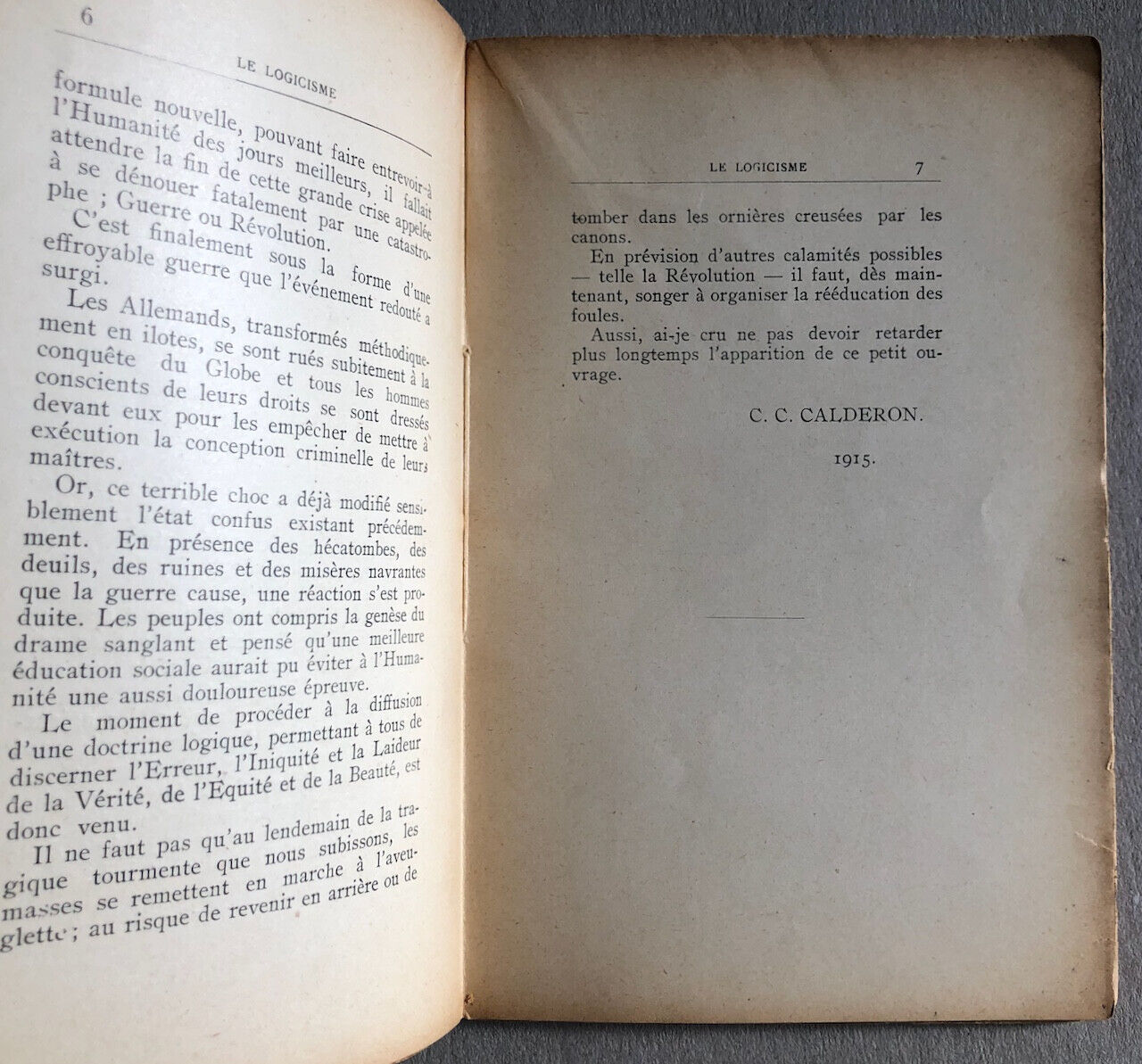 C.C. Calderon — Le Logicisme, origine, doctrine, organisation — Chantenay — 1915