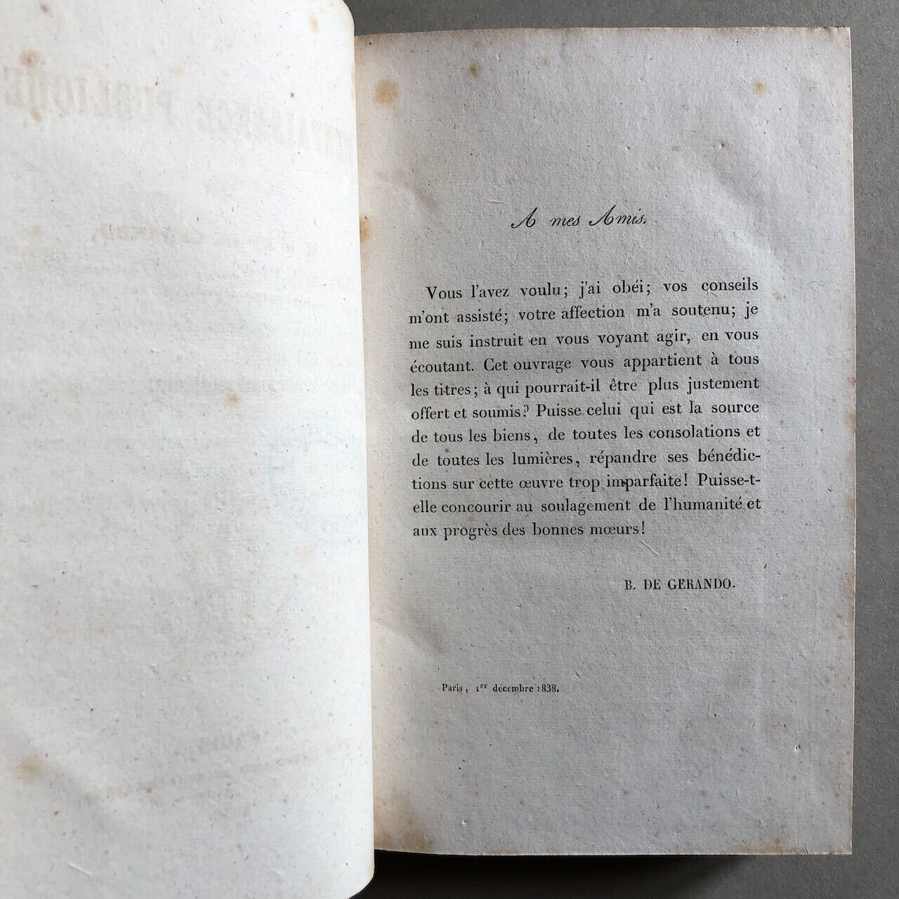 Baron de Gérando — De la Bienfaisance publique — é.o. — 4 vol. — Renouard — 1839