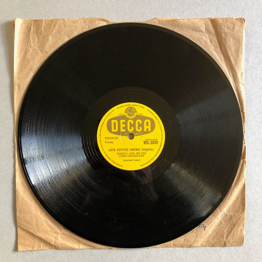 Adeolu & his Rio Lindo orchestra — Late Justice Jibowu (Highlife) — Decca WA3089
