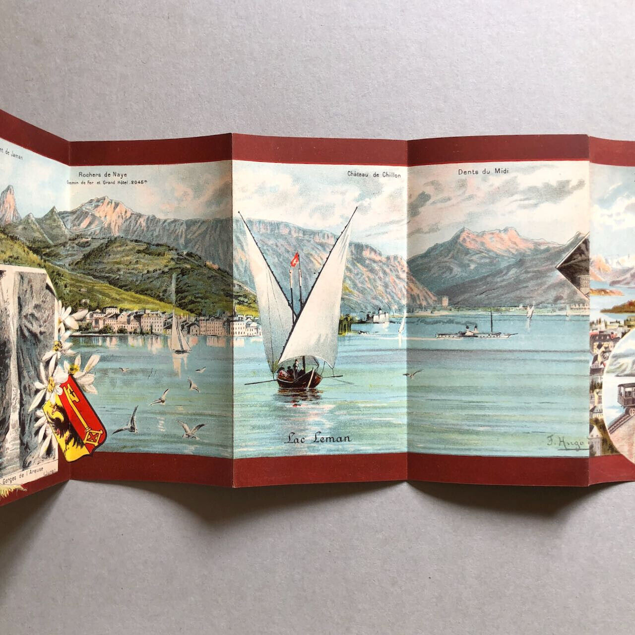 Hugo d'Alesi — Un Tour en Suisse — Guide dépliant lithographié — 105 cm. — 1895.