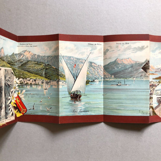 Hugo d'Alesi — Un Tour en Suisse — Guide dépliant lithographié — 105 cm. — 1895.