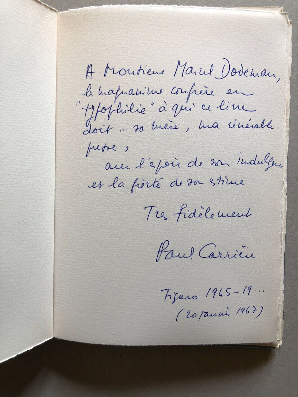 Paul Carrière — Les Oiseaux de paradis […] — tirage de tête — envoi —  1966.