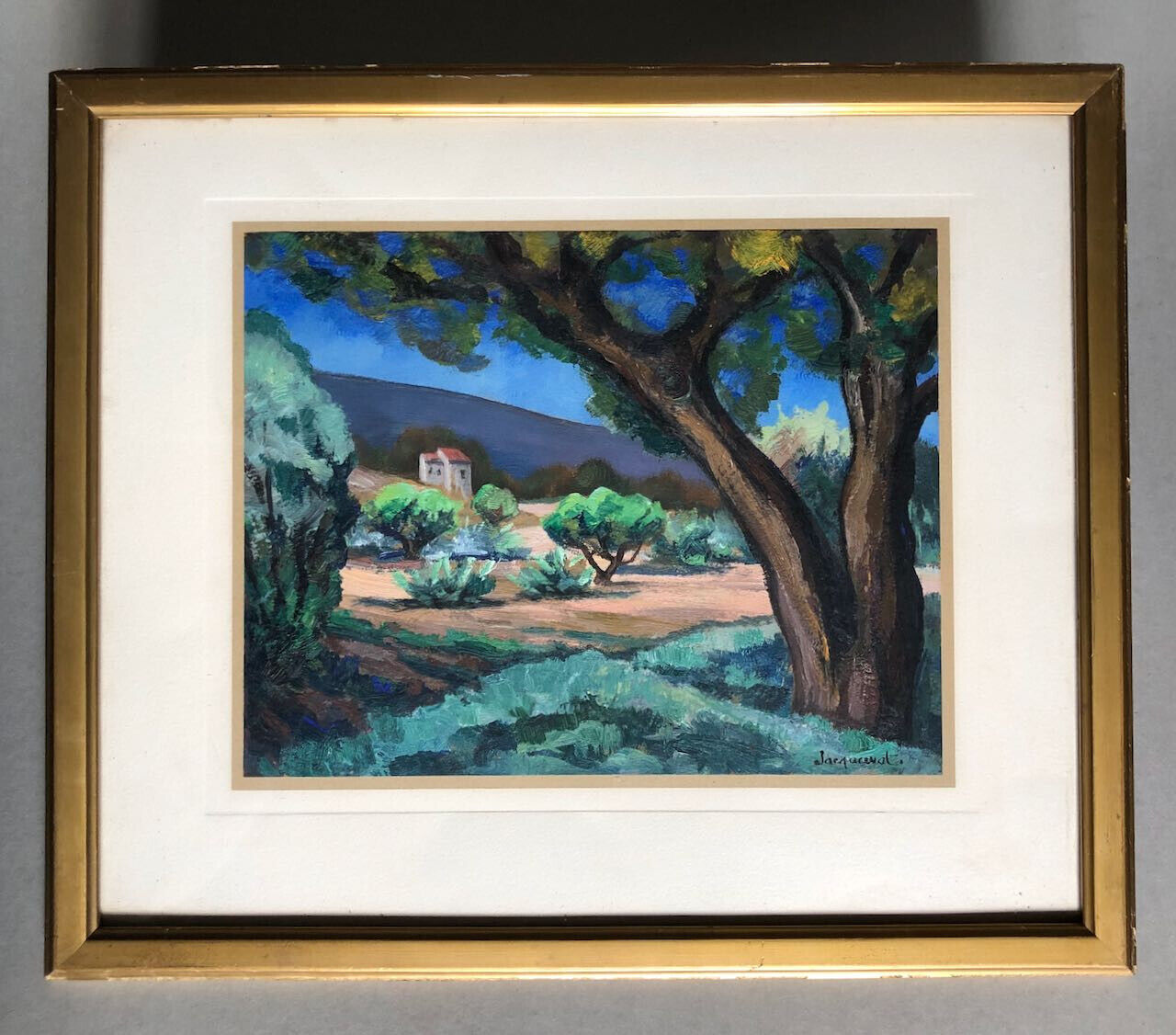 Charles Jacquemot (1879-1946) — Paysage de Provence — huile sur carton signée.