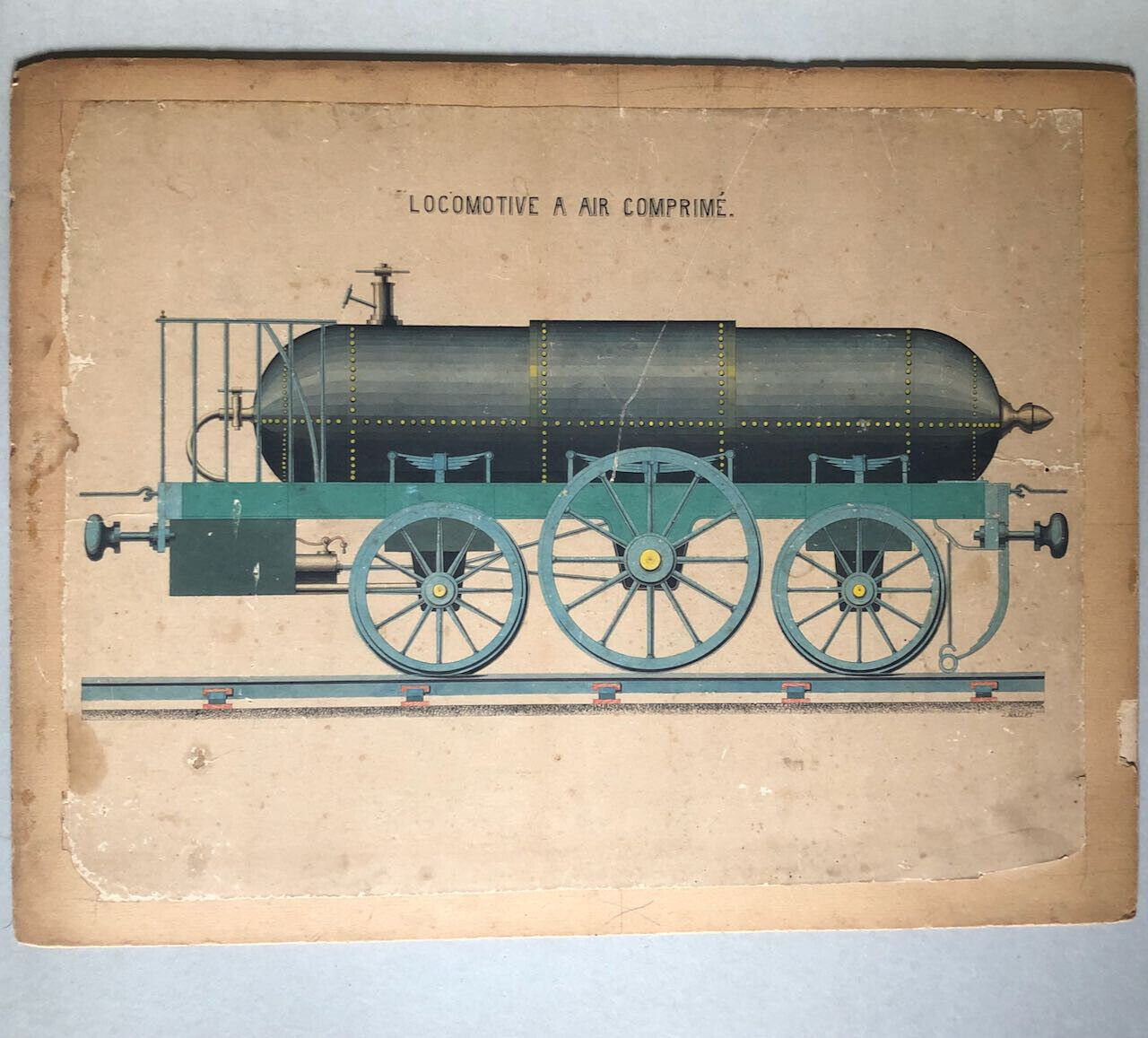 J. Mallet — Locomotive à air comprimé — aquarelle et encre sur papier — c. 1880.