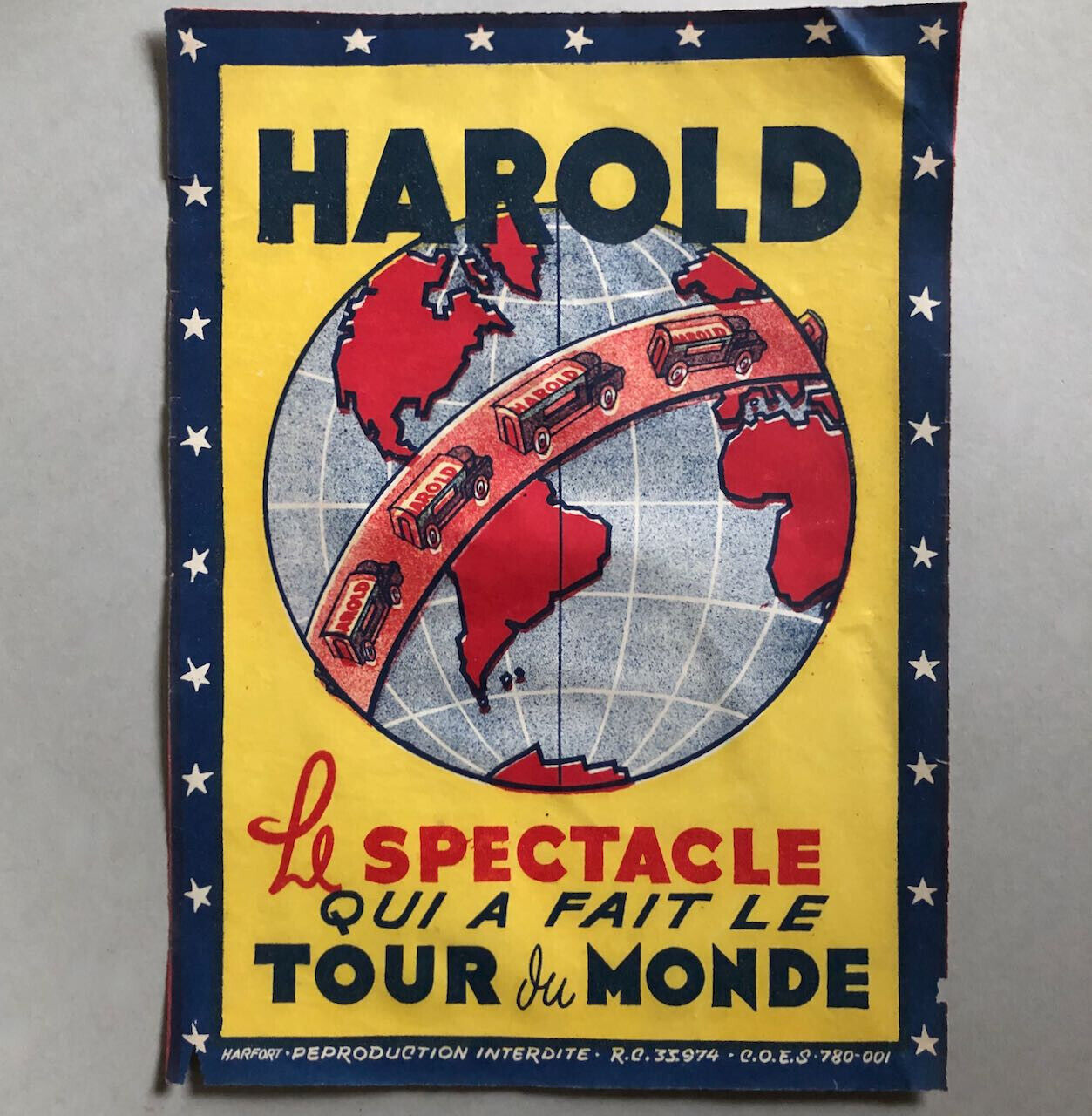 Harold — Le Spectacle qui fait le tour du monde — affichette lithographiée  1940