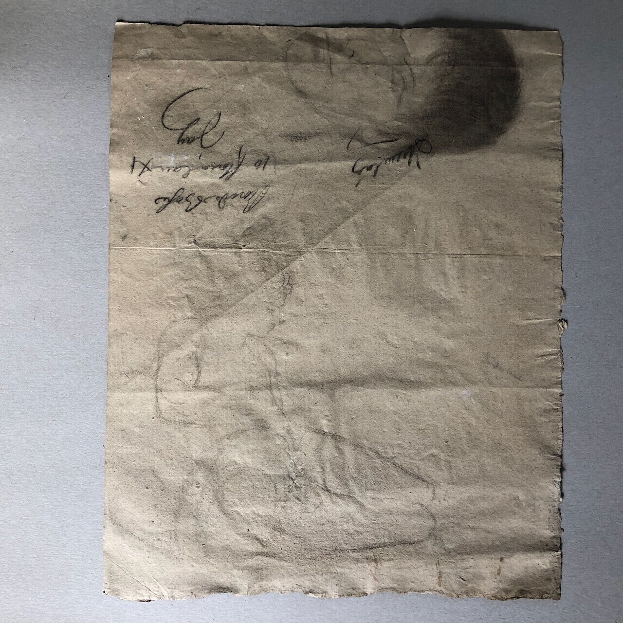 Louis-Joseph Jay — portrait d'homme — fusain / papier vergé signé & daté au dos