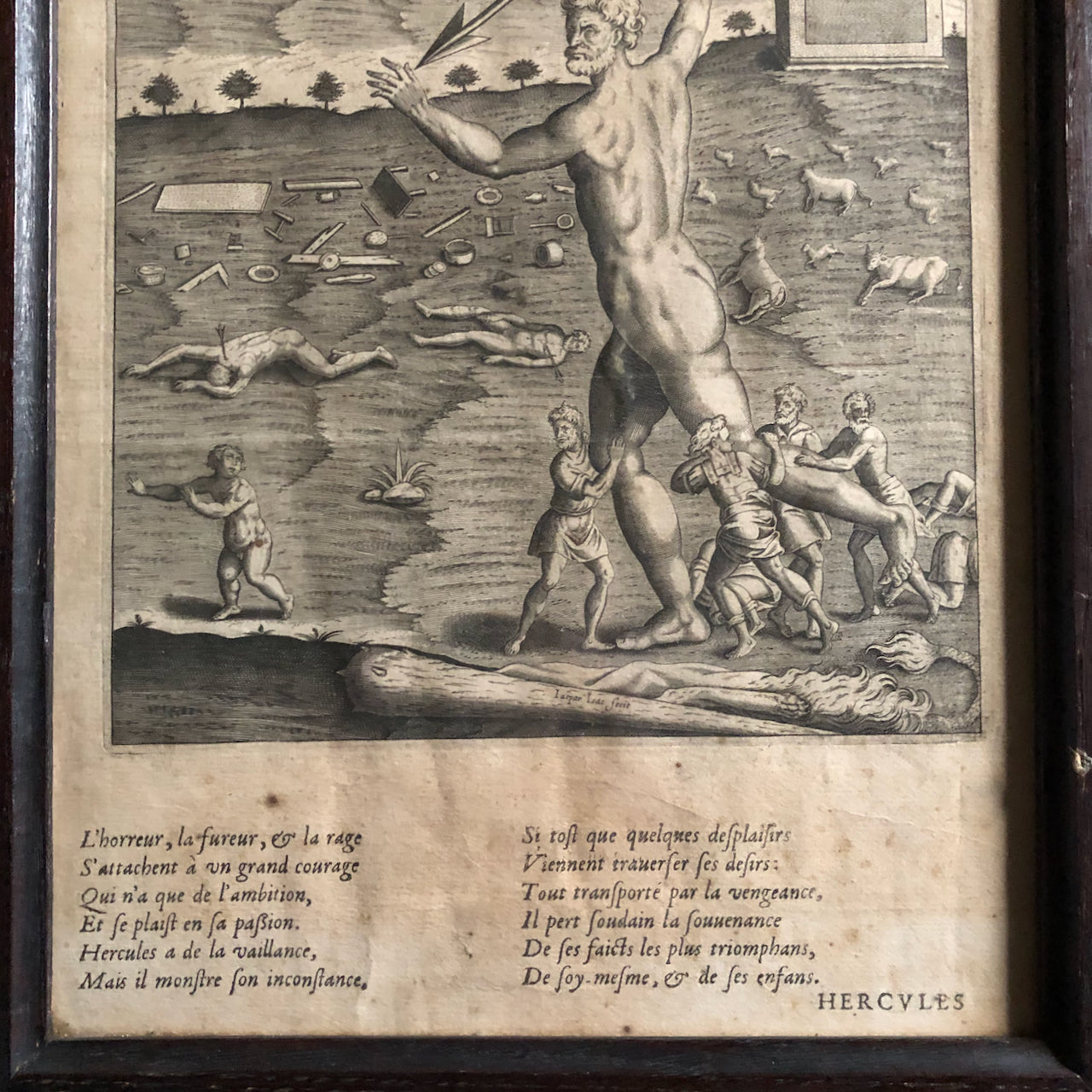 D'après A. Caron — Hercules furieux — gravure en taille douce — 32x20  cm — 1637