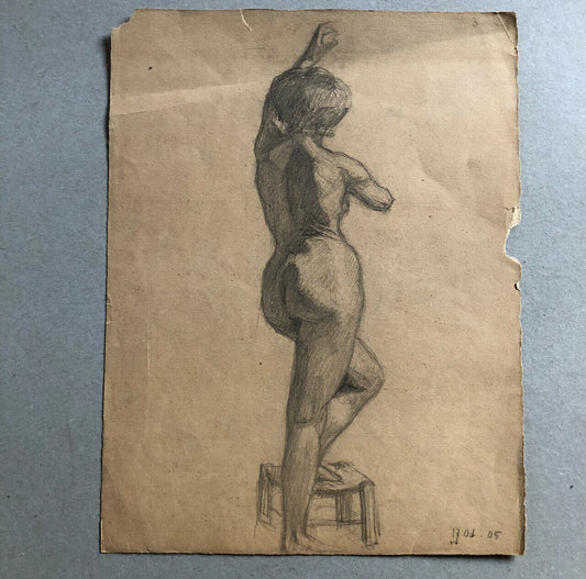 Anonymous — female nude studies — graphite on paper — 1905 — 32x25 cm