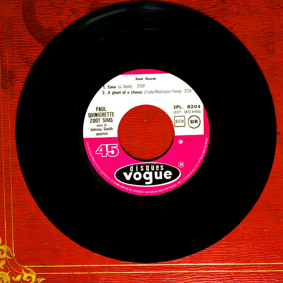 STAN GETZ, ZOOT SIMS, PAUL QUINICHETTE - CAVU +3 - RARE EP - VOGUE EPL 8204 1964