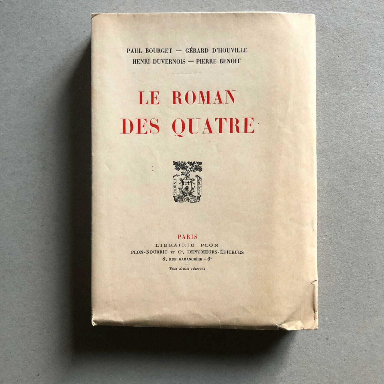 P.Bourget, d'Houville — Le Roman des quatre — é.o. n° sur Japon — Plon — 1923-26