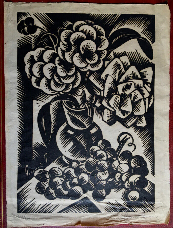 PERCIVAL PERNET (1890-1977) - NATURE MORTE - BOIS GRAVÉ SIGNÉ ET NUMÉROTÉ EN BAS