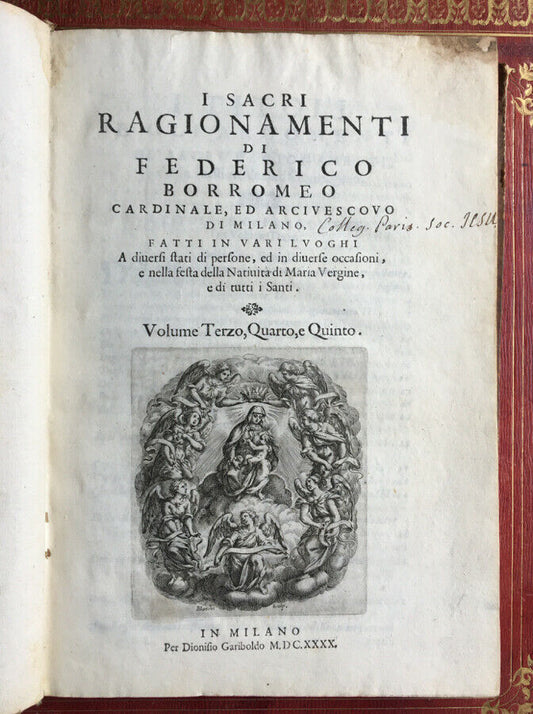 I SACRI RAGIONAMENTI DE FEDERICO BORROMEO - VOL.3,4 & 5 SEULEMENT - MILAN - 1640