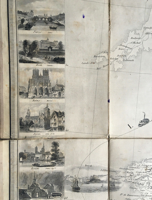 Perrot — Carte de France pittoresque & maritime entoilée — 111x84  Fatout — 1850