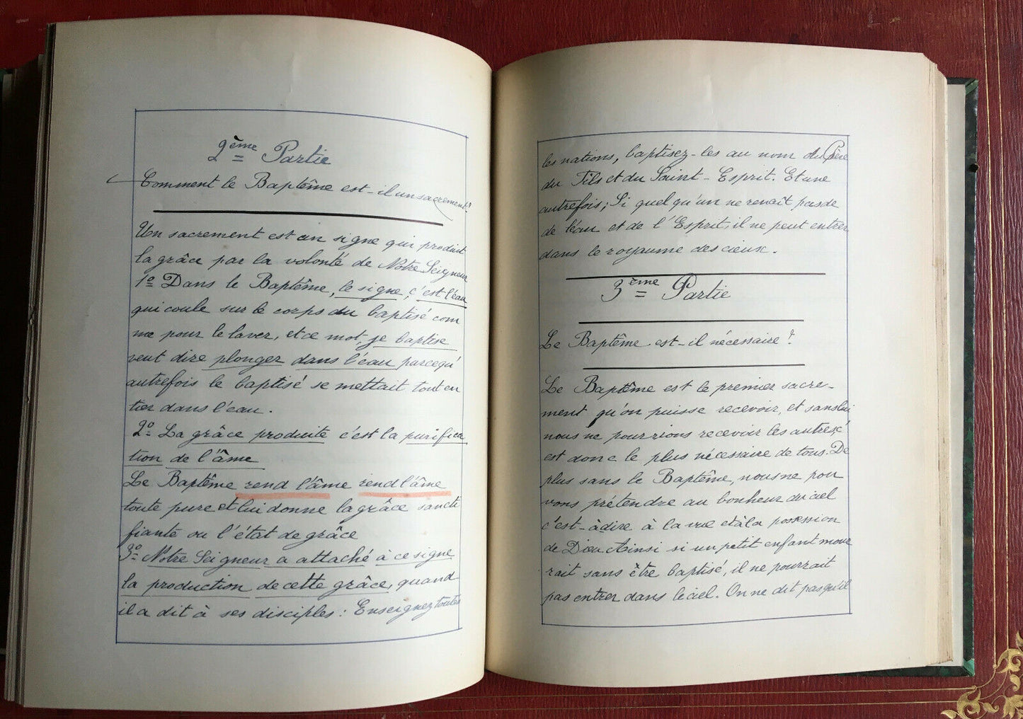 MARCEL PLOCQUE — CATÉCHISME — PAROISSE DE SAINT-AUGUSTIN — MANUSCRIT — 1891.