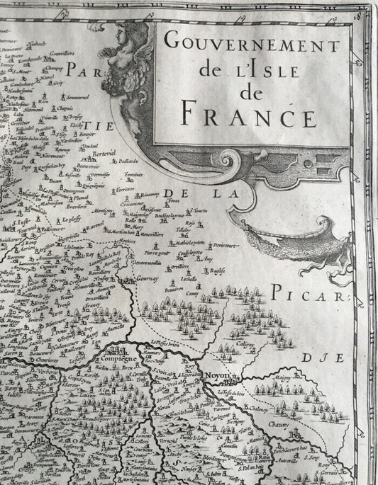 OLD MAP OF ILE DE FRANCE - GOVERNMENT OF ISLE DE FRANCE - XVIIth.