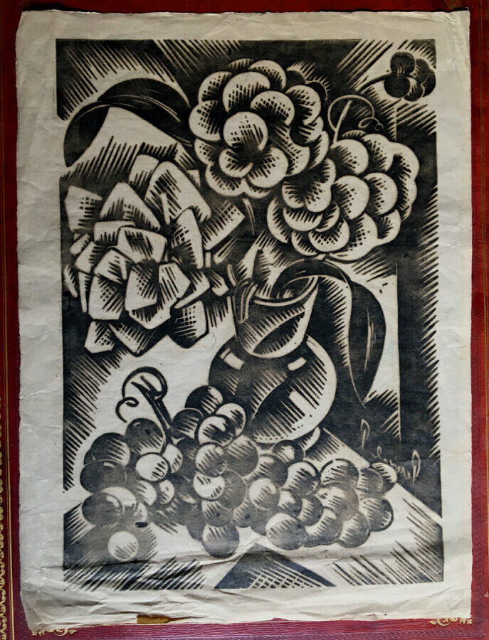 PERCIVAL PERNET (1890-1977) - NATURE MORTE - BOIS GRAVÉ SIGNÉ ET NUMÉROTÉ EN BAS