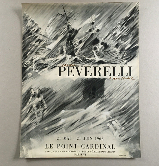 Peverelli — Affiche d'exposition signée — Jacomet — Le Point Cardinal — 1963.