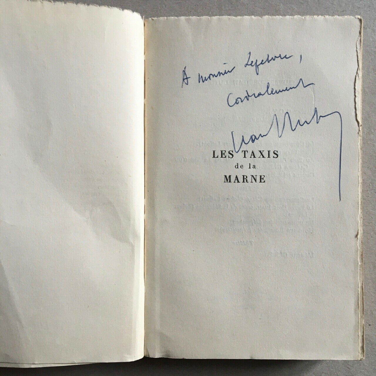 Jean Dutourd — Les Taxis de la Marne — autograph — Gallimard — 1956.