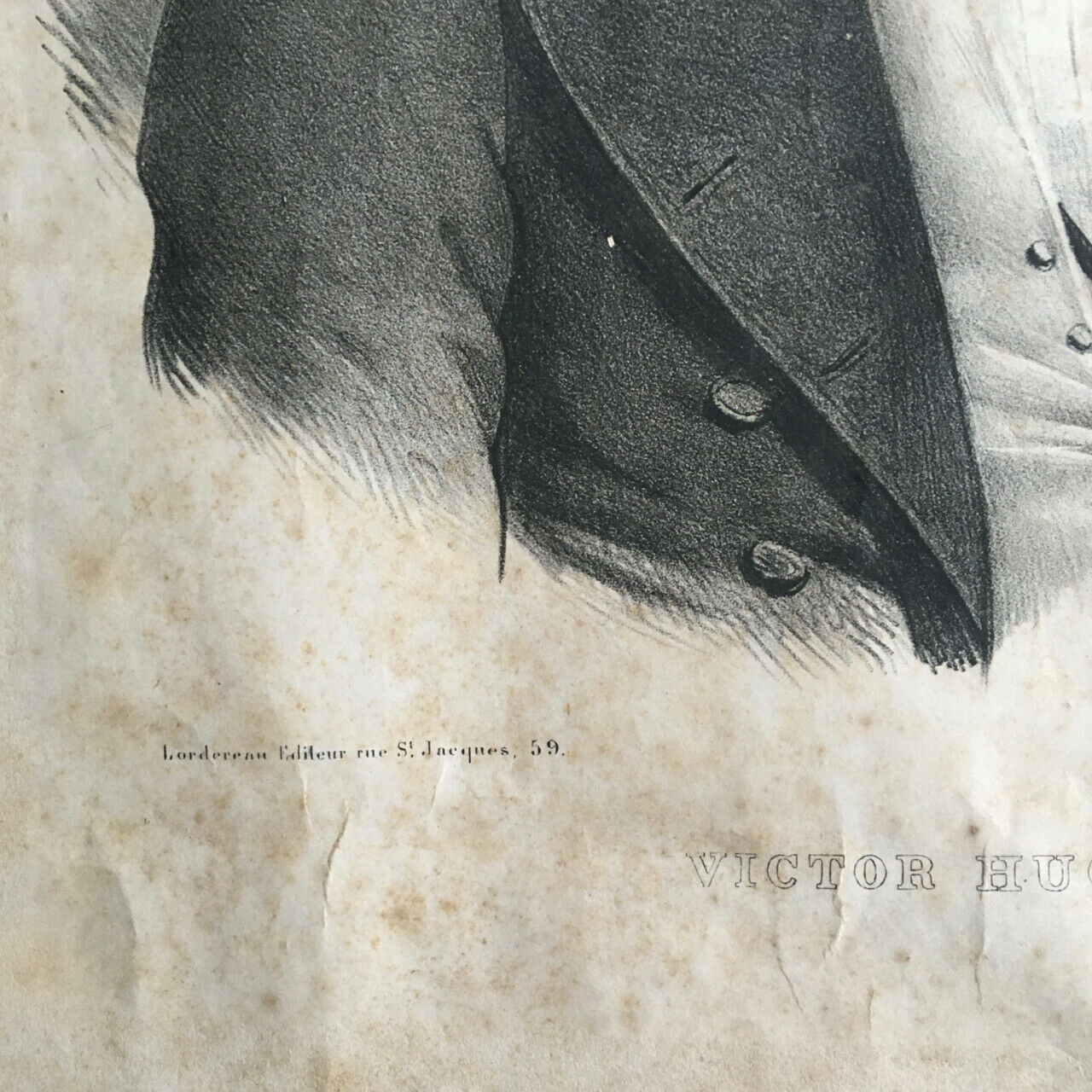 Young Victor Hugo — original lithograph — Lordereau — c. 1840 — 41 x 29 cm.
