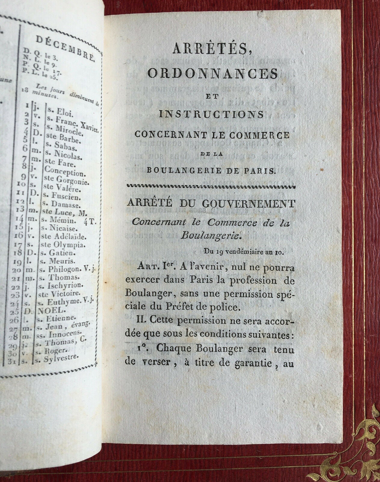 TABLE OF PARIS BAKERS, FOR THE YEAR 1825 - LEBÈGUE - 1825.