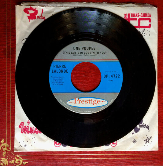 PIERRE LALONDE  UNE POUPÉE + 1 - RARE 45 TOURS 7" SINGLE PRESTIGE DP 4722 1968