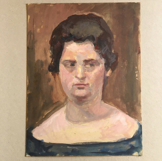 Renée Mourgue Vaquier — Portrait féminin — Huile sur carton — 30 x 40 cm.