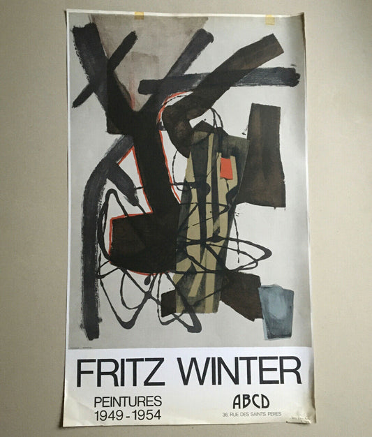 Fritz Winter — Affiche d'exposition à la galerie ABCD — 50 x 84,5 cm — 1975