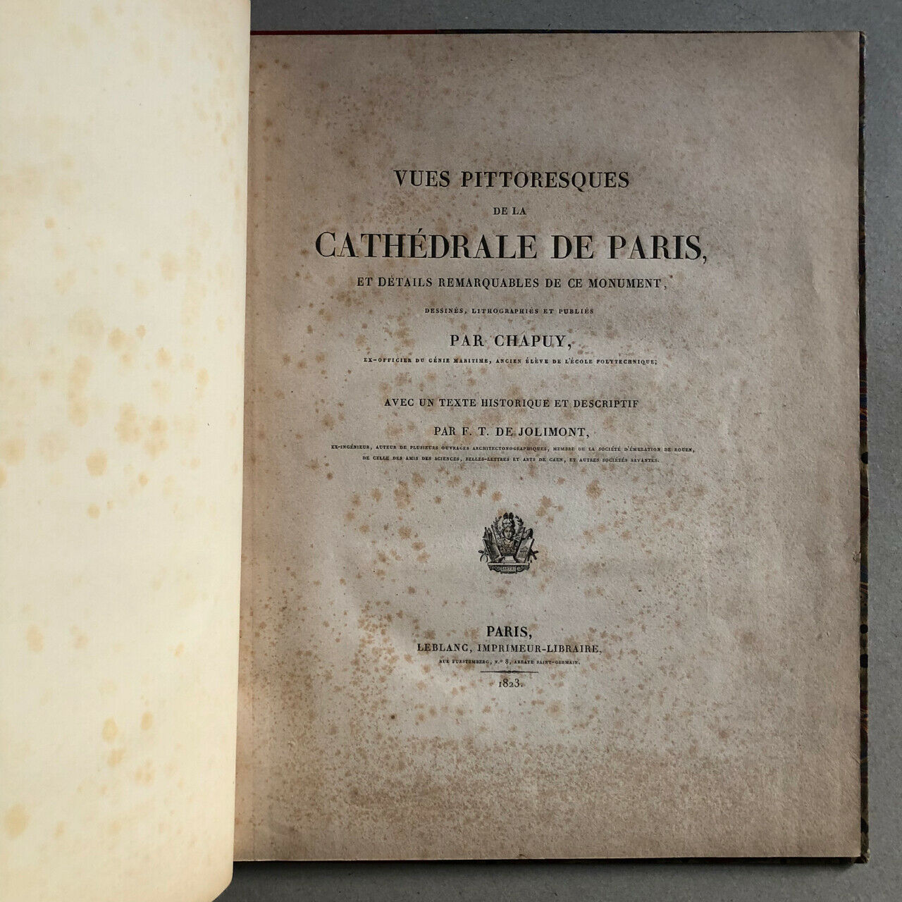 Nicolas Chapuy — Cathedral of Paris — 9 pl. HT lithographs — Leblanc — 1823