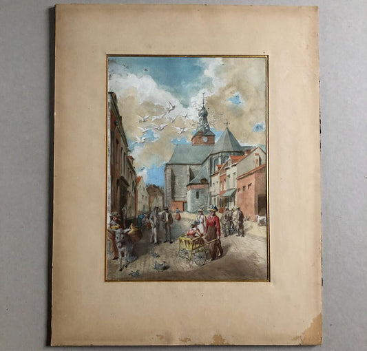 Amédée Delattre — Berlaimont — aquarelle et crayon rehaussée de gouache — 1901.