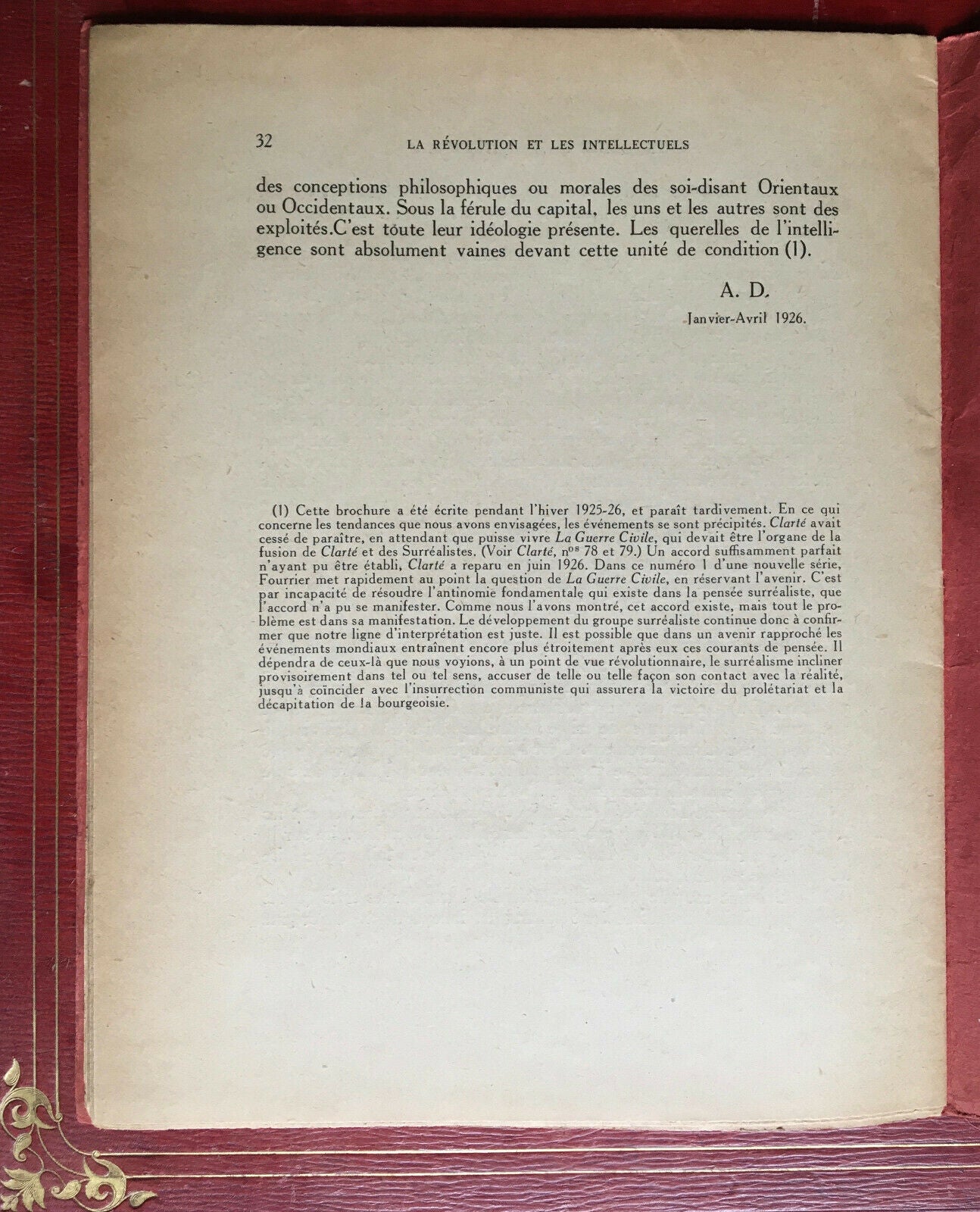 [PIERRE NAVILLE] THE REVOLUTION AND THE INTELLECTUALS - É.O. EX-LIBRIS BEKUS 1926