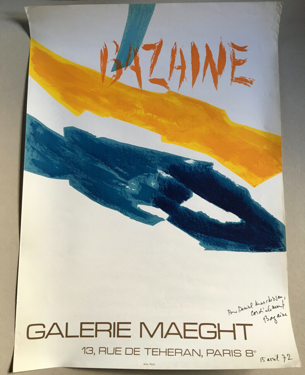 Bazaine — Affiche d'exposition signée — galerie Maeght — 53,5x74 cm — 1972.