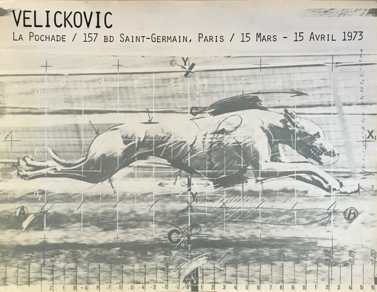 Vladimir Veličković — Exhibition poster at the La Pochade gallery 70x54 — 1973
