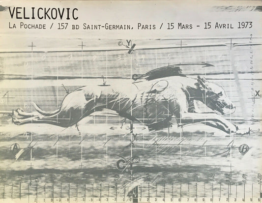 Vladimir Veličković — Affiche d'exposition  à la galerie La Pochade 70x54 — 1973