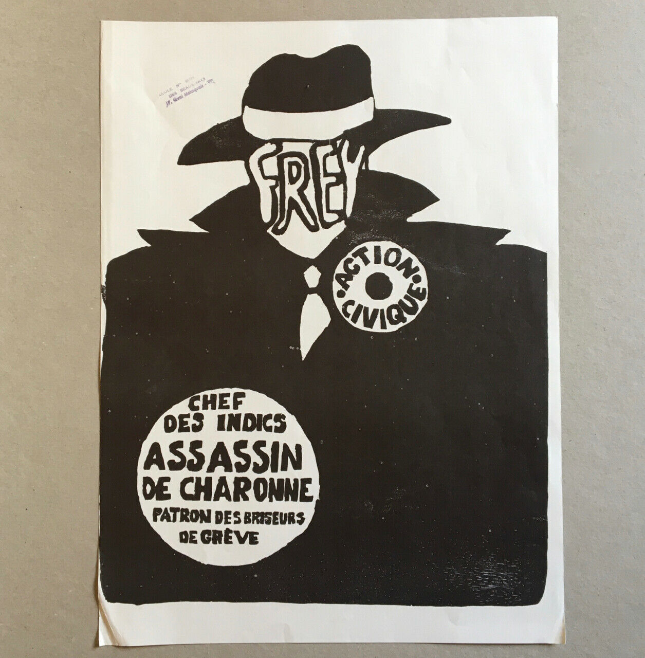 [Mai 68] — Frey / action civique / chef des indics — Tampon École des Beaux-Arts