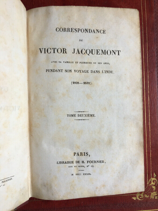 JACQUEMONT - JOURNEY IN INDIA - 2 VOL.- E.O. - LARGE MAP - FOURNIER - 1833