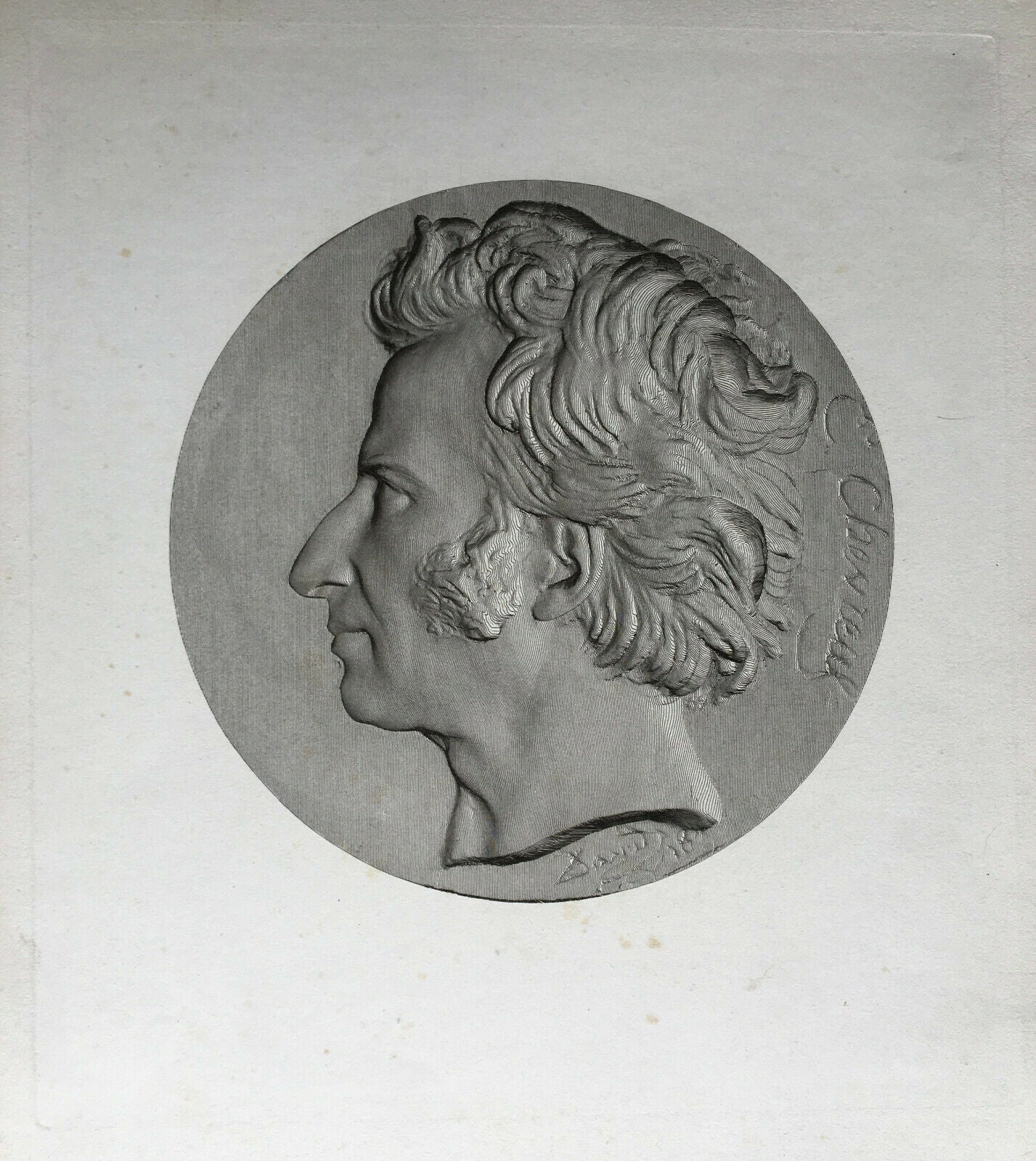 After David D'Angers, Achille Colas — E. Chevreul, chemist — engraving — c.1834