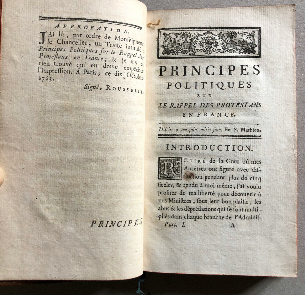 Turmeau de la Morandière — Political principles on the recall of Protestants é.o
