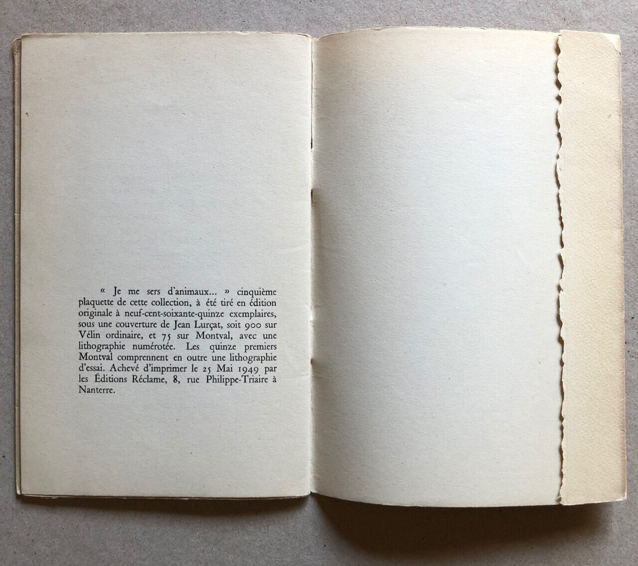 Jean Marcenac — Je me sers d'animaux… — éo — n°/900 — envoi — réclame — 1949.