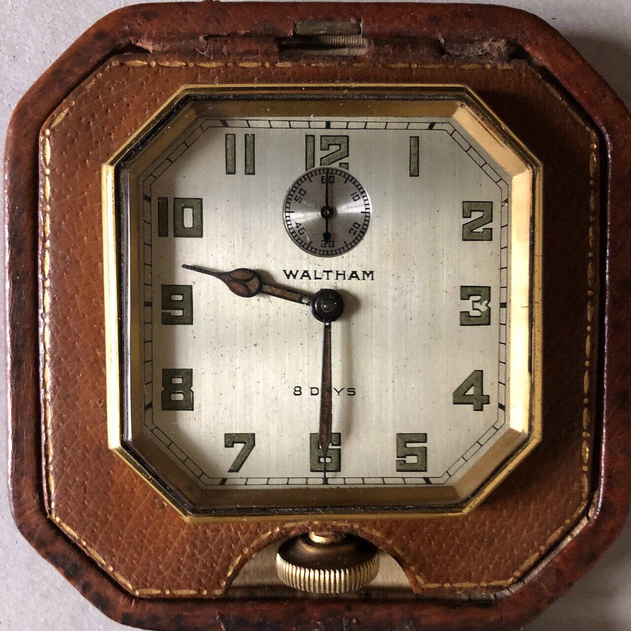 [Jean Borotra] Horloge de voyage Waltham — trophée tennis 7th Regt Armory — 1934