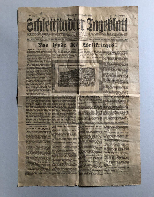 Schlettstadter tageblatt — quotidien allemand — La fin de la guerre 9 nov. 1918.