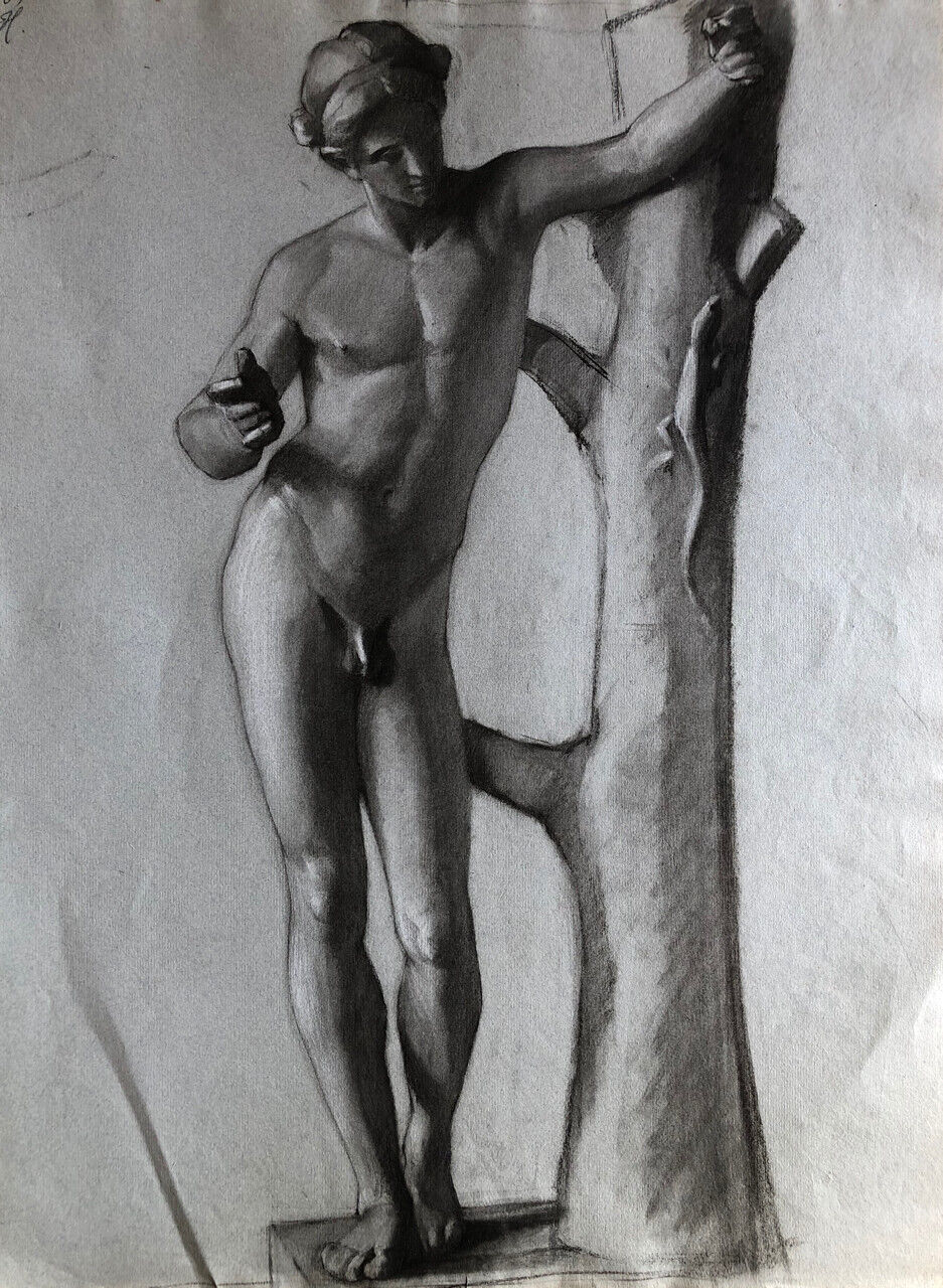 Apollo Sauroctone — charcoal on paper monogrammed and dated 1901 — 62 x 47 cm.