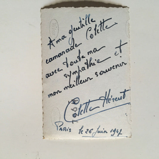 Colette Hérent — original signed, signed and dated photograph — 1947.