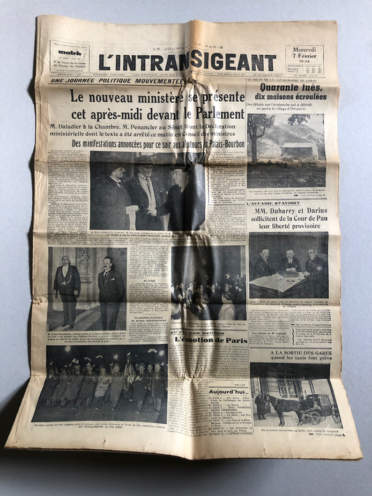 Journal L'Intransigeant — Croix de feu - Stavisky. — mercredi 7 février 1934.