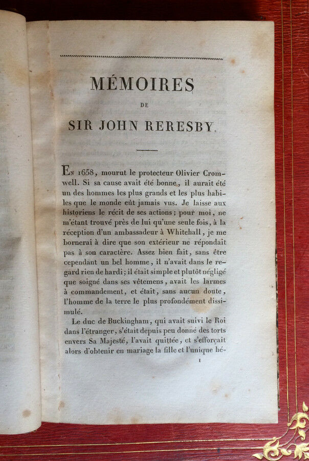 MEMOIRS OF SIR JOHN RERESBY/THE DUKE OF BUCKINGHAM - PICHON-BÉCHET - 1827.